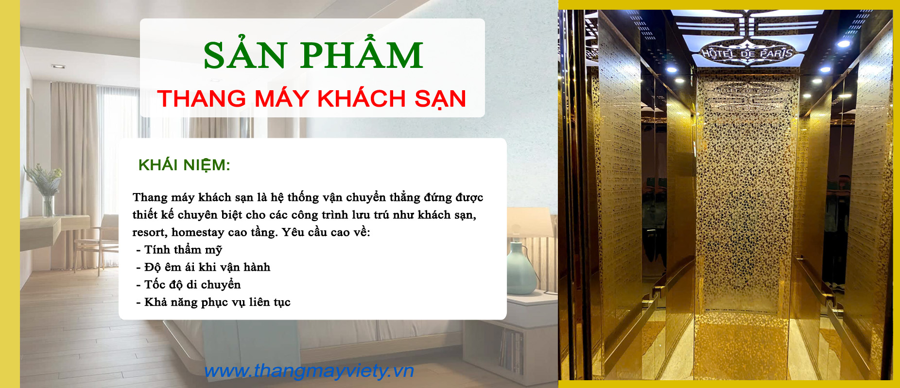 Thang máy Việt Ý - Sản phẩm thang máy khách sạn Đà Lạt