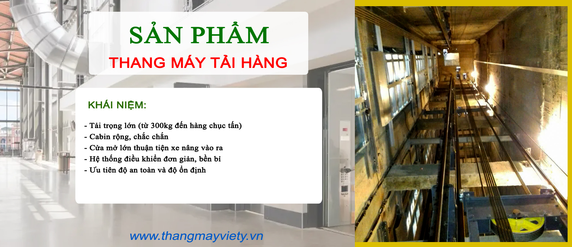 Thang máy Việt Ý - Thang máy tải hàng - Thang máy Đà Lat