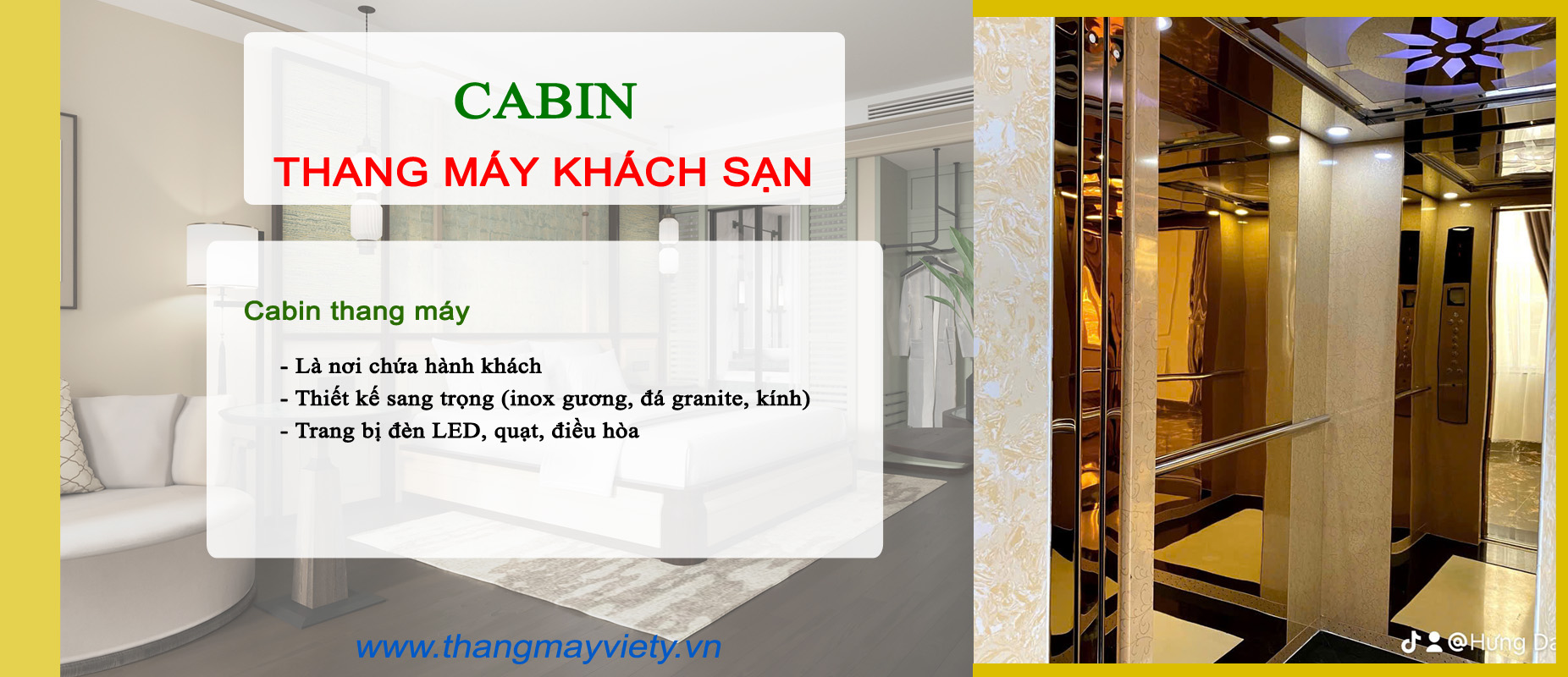 Thang máy Việt Ý - Cabin thang máy - Thang máy khách sạn Đà Lạt
