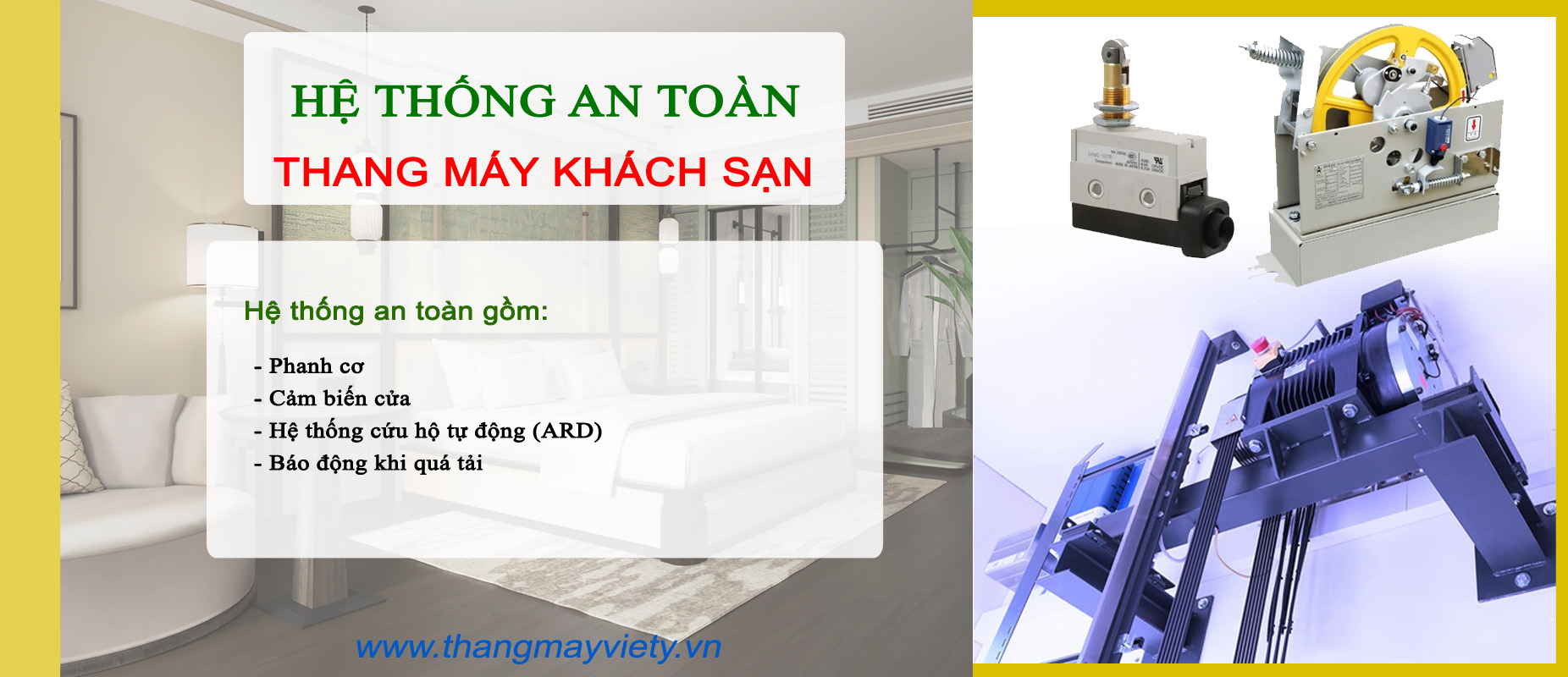 Thang máy Việt Ý - Hệ thống an toàn - Thang máy khách sạn Đà Lạt